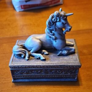 Silver Unicorn Decorative Trinket Box 1997